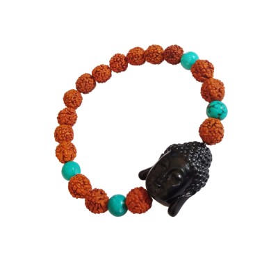 Buddha Turquoise stone Rudraksha Beads Bracelet By Menjewell